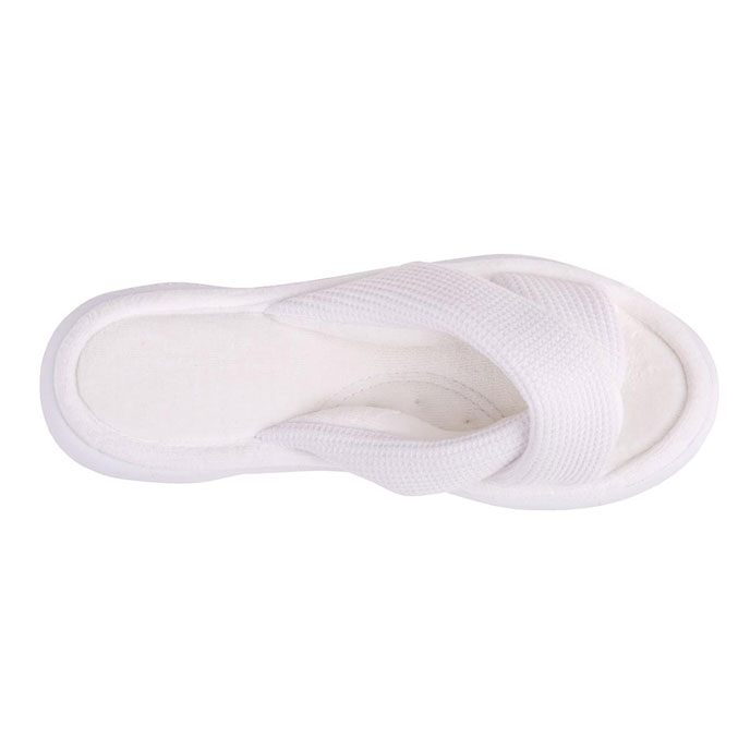 Isotoner Ladies iso-flex Waffle Open Toe Slippers White Extra Image 4